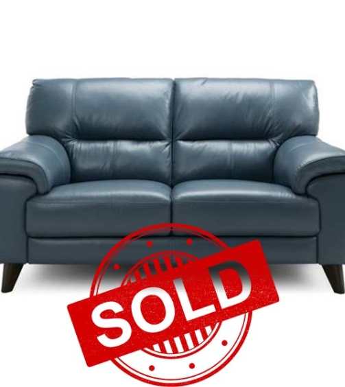 Blue two-Seater Leather Sofa1