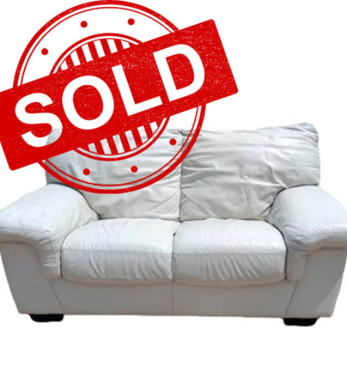 White Two Seater leather sofa